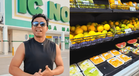 Peruano muestra precios en supermercado boliviano.