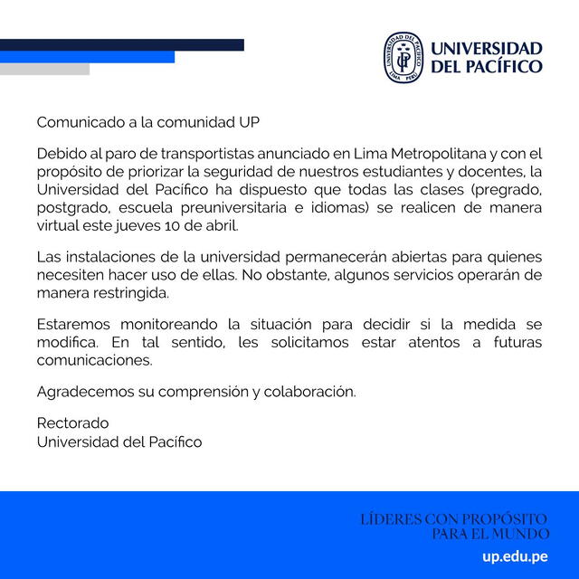 Comunicado UP Comunicado UP
