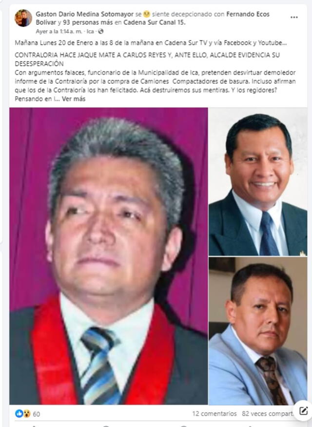 Gastón Media era duro crítico del Gobierno Regional de Ica. Gastón Media era duro crítico del Gobierno Regional de Ica.